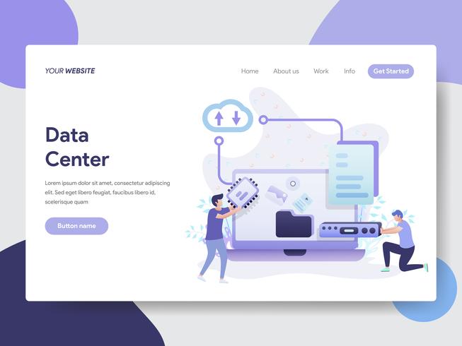 Landing page template of Data Center Illustration Concept. Modern flat design concept of web page design for website and mobile website.Vector illustration vector