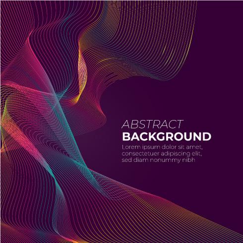 Abstract gradient mesh wave on dark purple background with space for text vector illustration