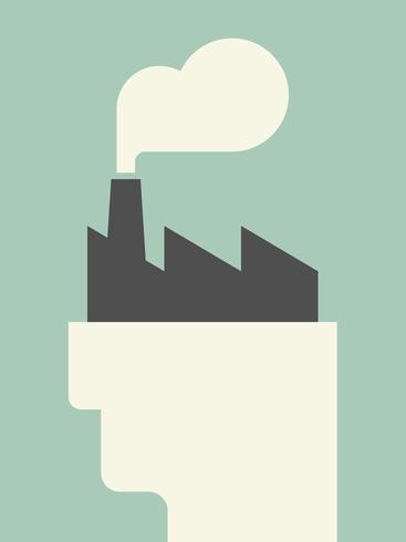 Mind factory, industry pollution vector