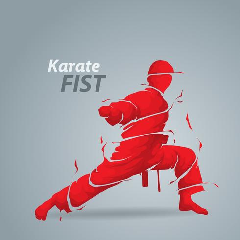 karate fist splash silhouette vector