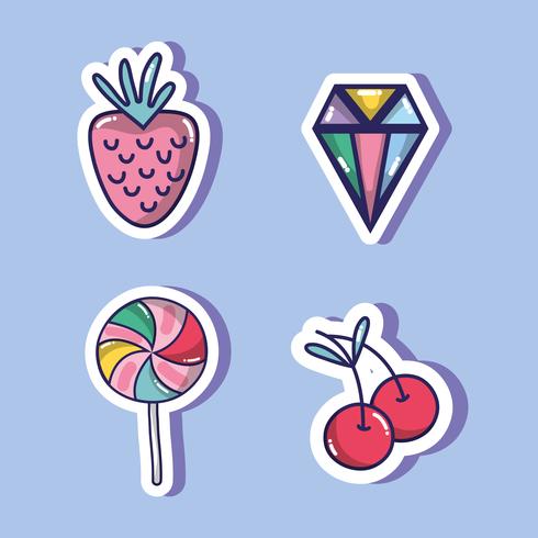 set fashion patches trendy design vector