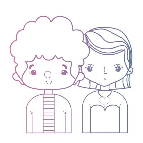 Línea de belleza pareja junto con diseño de peinado. vector