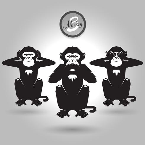 abstract three monkeys vector