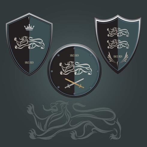 lion shield logo vector