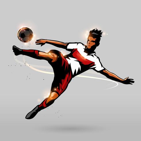 Soccer player half volley stock vector. Illustration of male