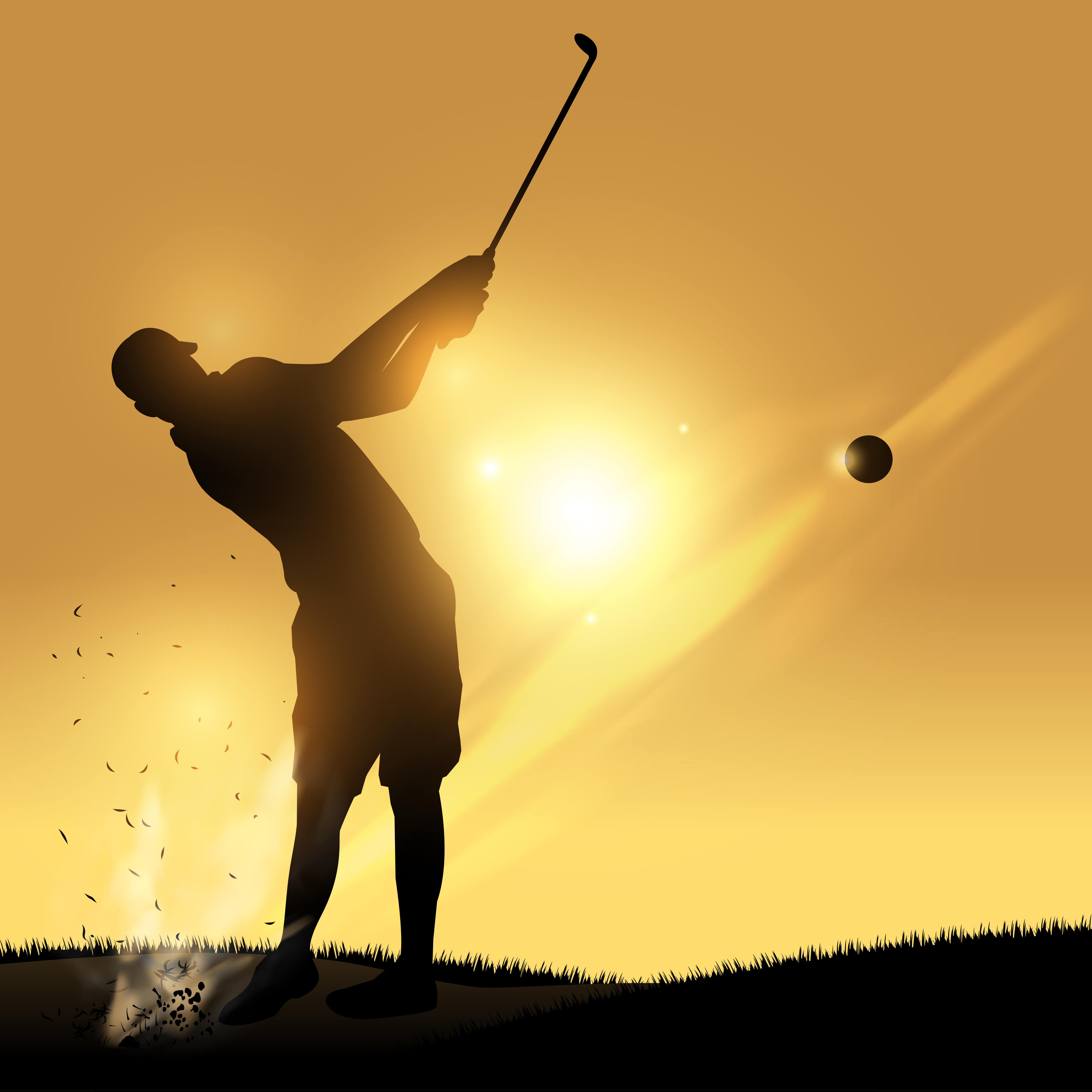 Golfer swing sunset 640507 Vector Art at Vecteezy