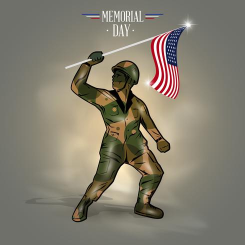 Memorial day flag soldier vector
