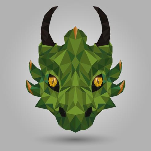 Geometric  green dragon vector