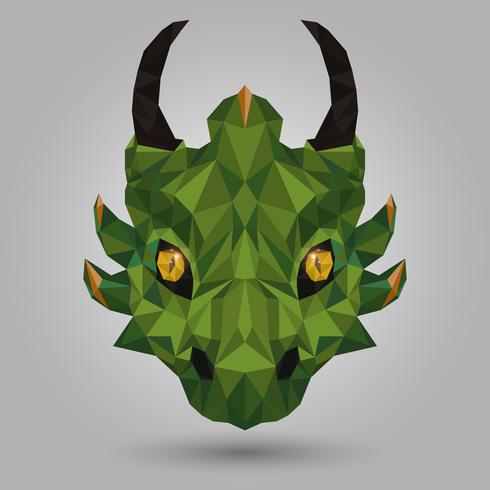 Geometric  green dragon vector