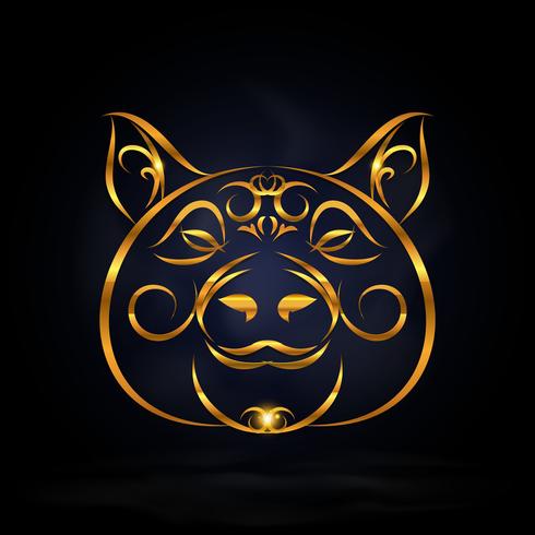 gold pig symbol vector