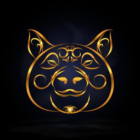 gold pig symbol vector