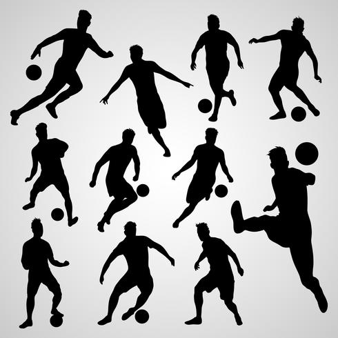 silhouettes black soccer players  vector