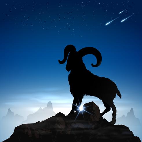 Wild mountain goat vector