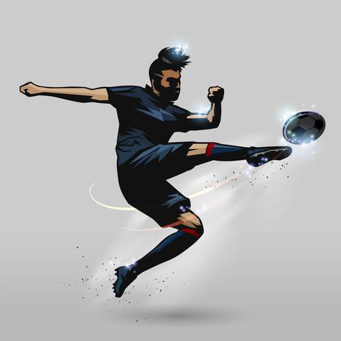 soccer player volley a ball vector