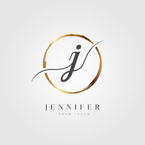 Gold Elegant Initial Letter Type J vector