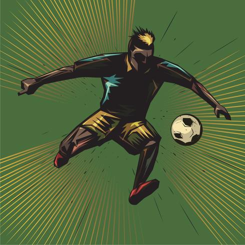 abstract soccer kick while jumping vector