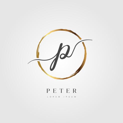 Gold Elegant Initial Letter Type P vector