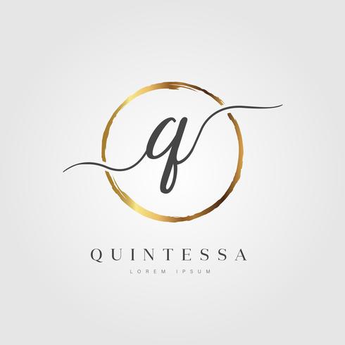 Gold Elegant Initial Letter Type Q vector
