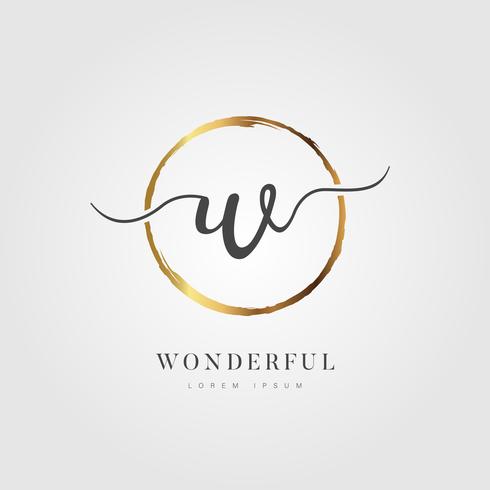 Gold Elegant Initial Letter Type W vector