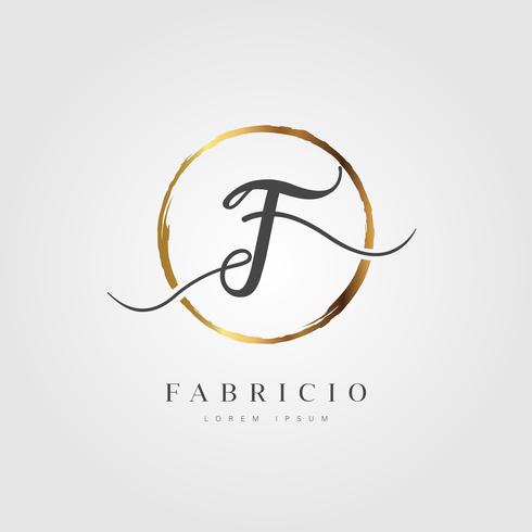 Gold Elegant Initial Letter Type F vector