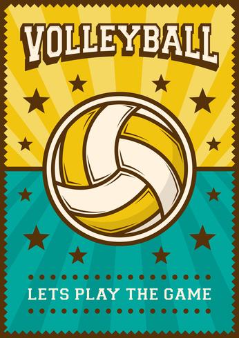 Balón de voleibol Deporte de voleibol Cartel retro del arte pop Señalización vector