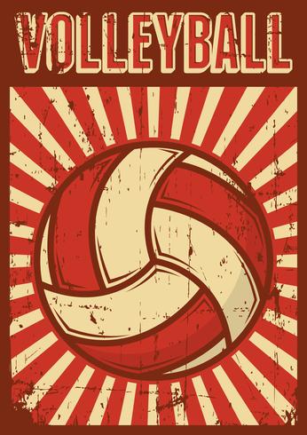 Balón de voleibol Deporte de voleibol Cartel retro del arte pop Señalización vector