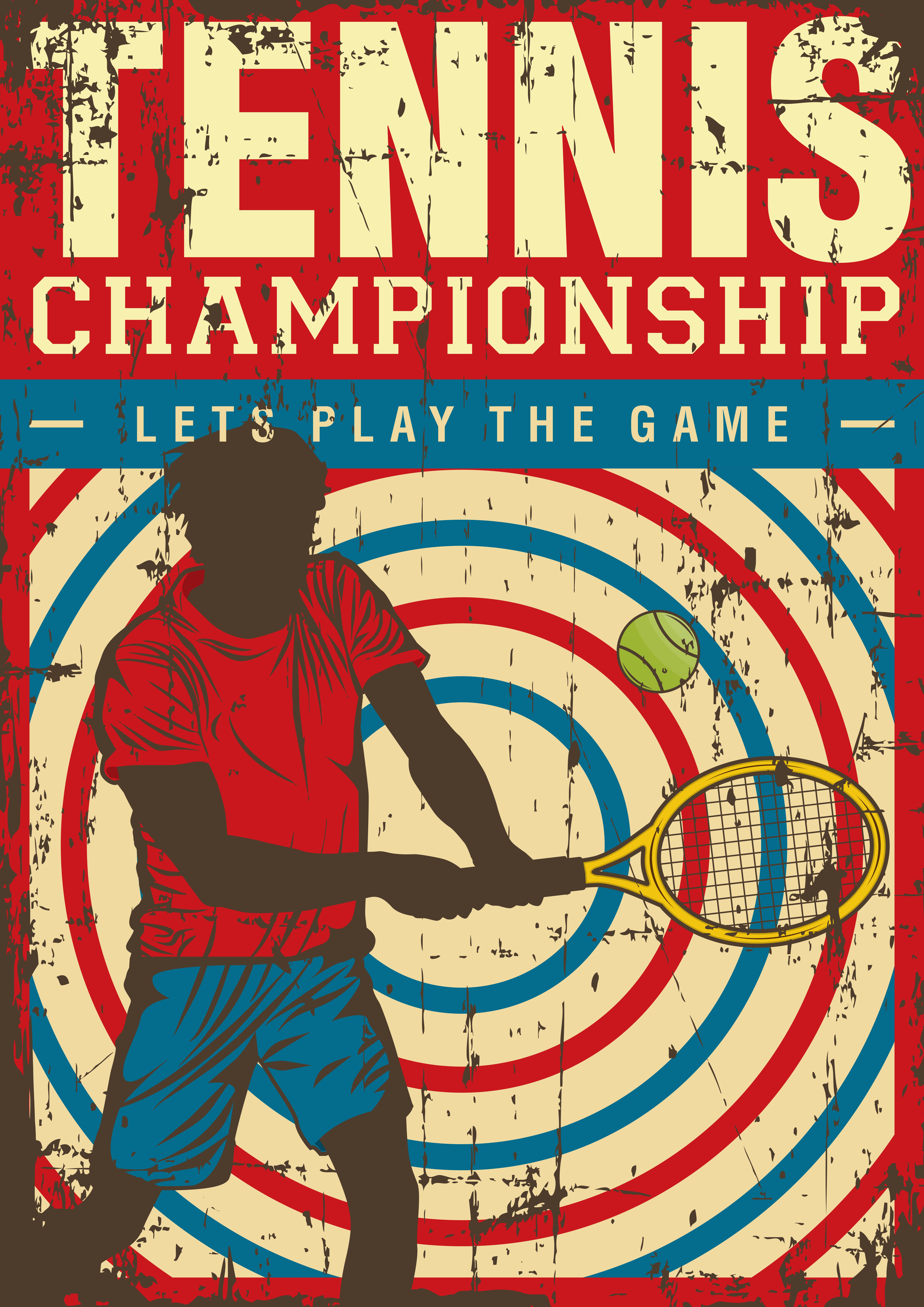 Tennis Sport Retro Pop Art Poster Signage 640749 Vector Art at Vecteezy