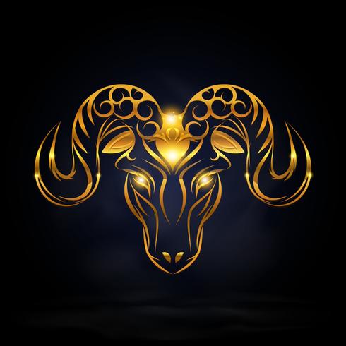 gold goat symbol vector