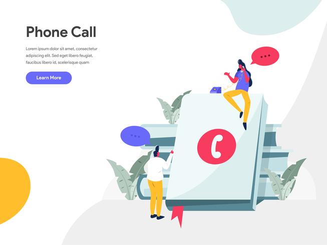 Phone Call Illustration Concept. Modern flat design concept of web page design for website and mobile website.Vector illustration EPS 10 vector