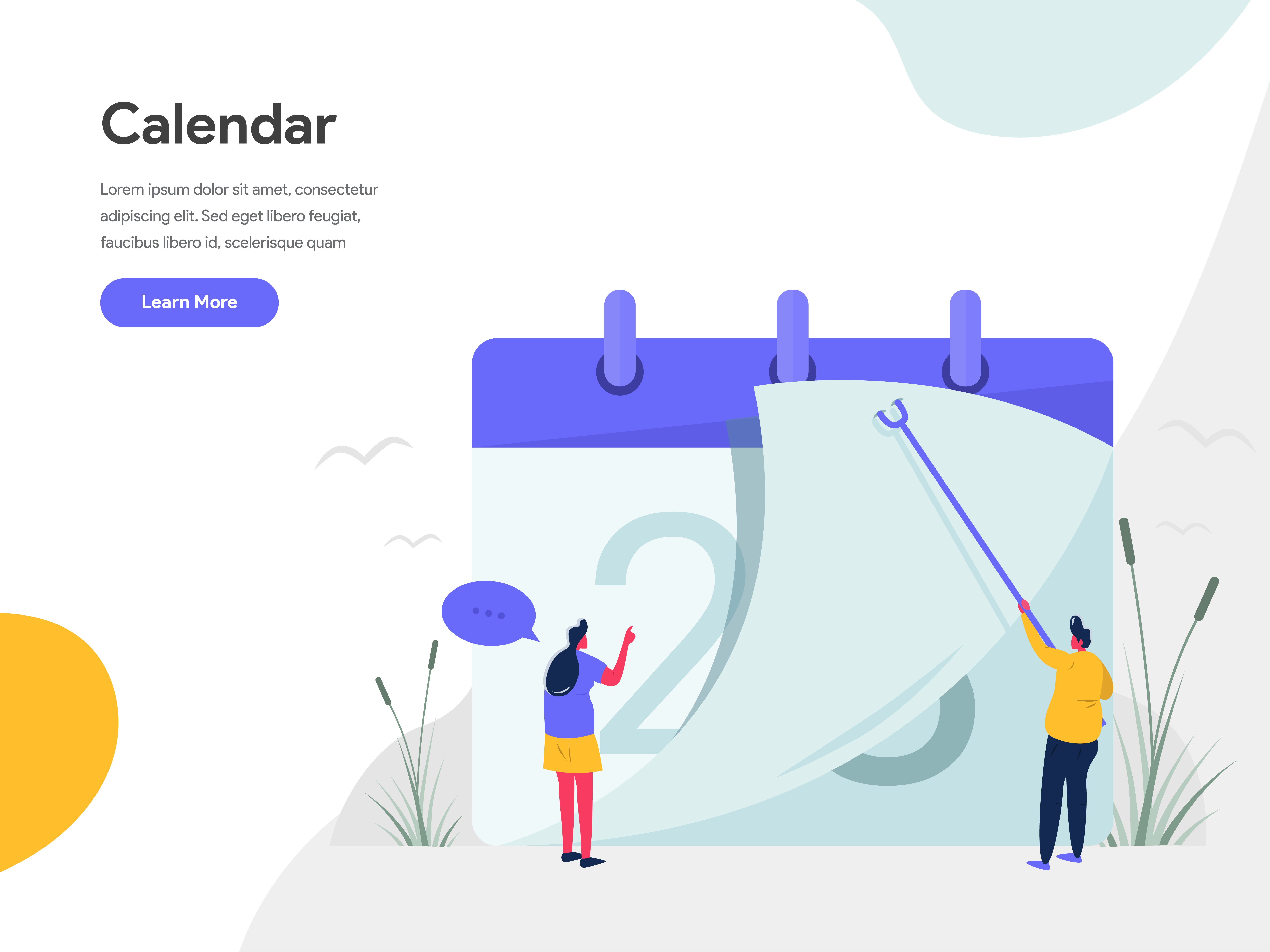 Calendar Illustration Concept. Modern flat design concept of web page