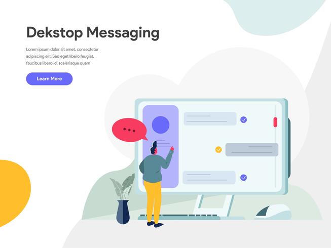 Desktop Messaging Illustration Concept. Modern flat design concept of web page design for website and mobile website.Vector illustration EPS 10 vector