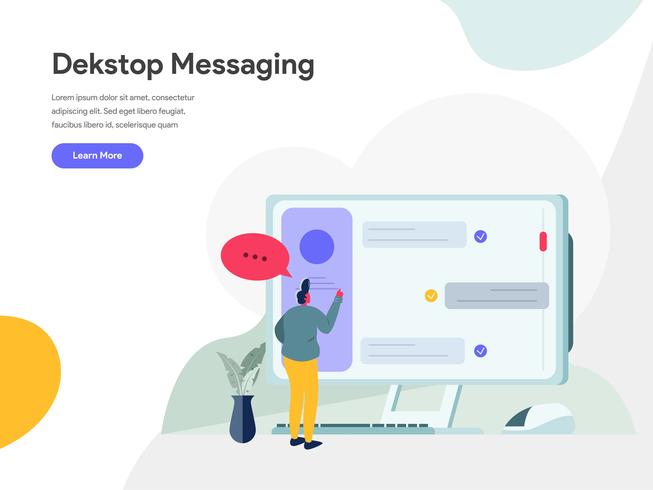 Concepto de ilustración de mensajería de escritorio. Concepto de diseño plano moderno de diseño de página web para sitio web y sitio web móvil. Ilustración de vector EPS 10