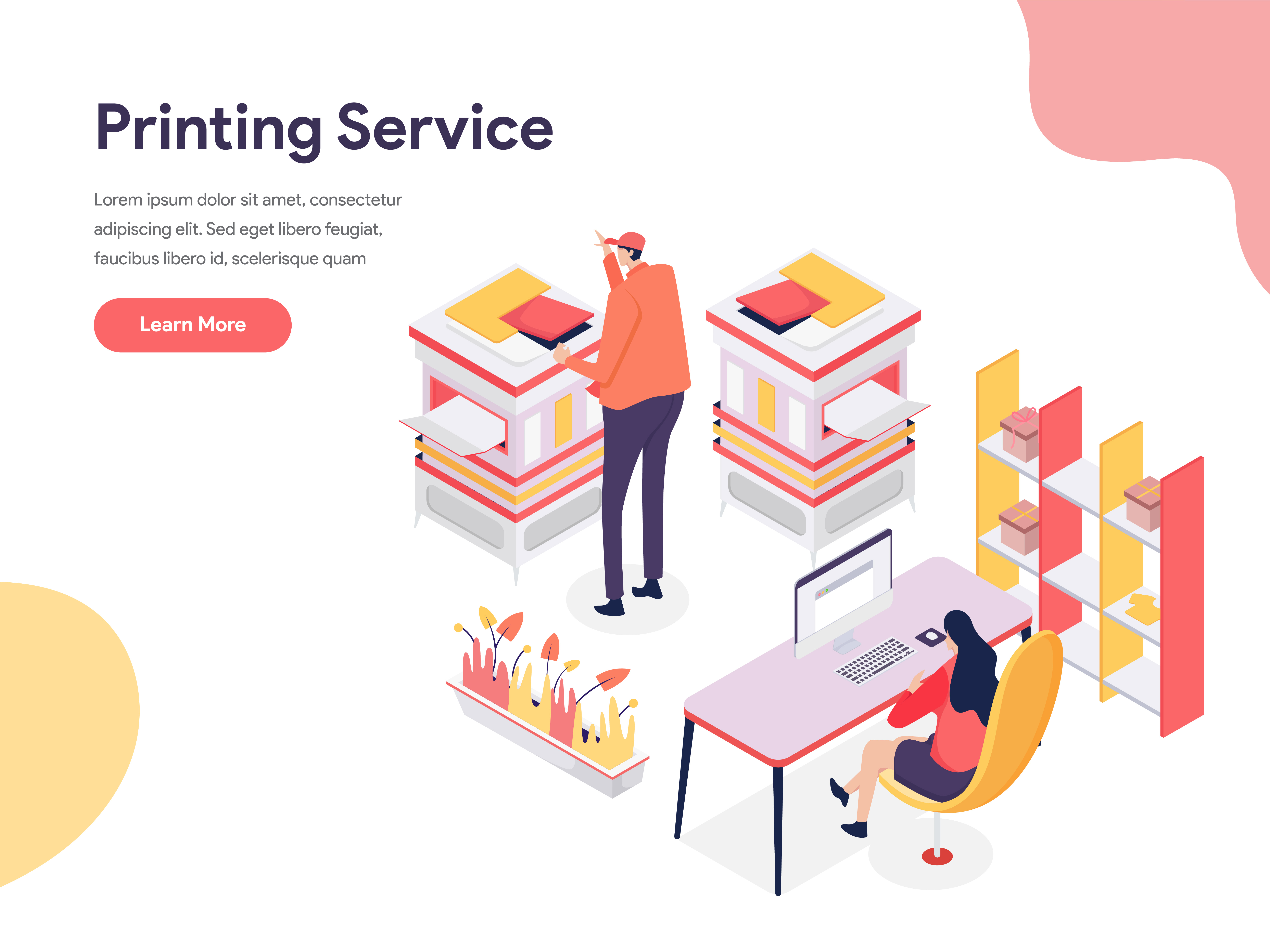 Download Printing Service Illustration Concept. Isometric design concept of web page design for website ...