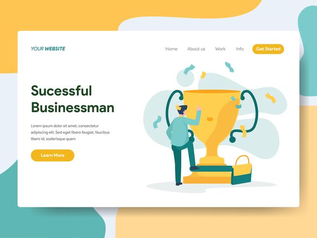 Landing page template of Successful Businessman Illustration Concept. Modern Flat design concept of web page design for website and mobile website.Vector illustration vector