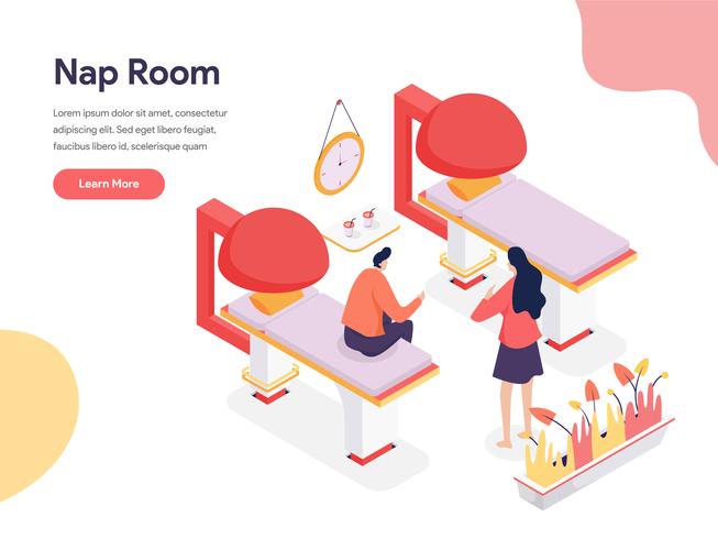 Nap Room Illustration Concept. Isometric design concept of web page design for website and mobile website.Vector illustration vector