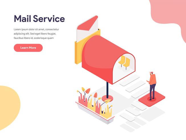 Mail Service Illustration Concept. Isometric design concept of web page design for website and mobile website.Vector illustration vector