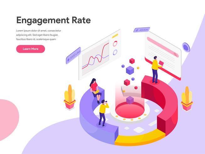 Landing page template of Engagement Rate Isometric Illustration Concept. Isometric flat design concept of web page design for website and mobile website.Vector illustration vector