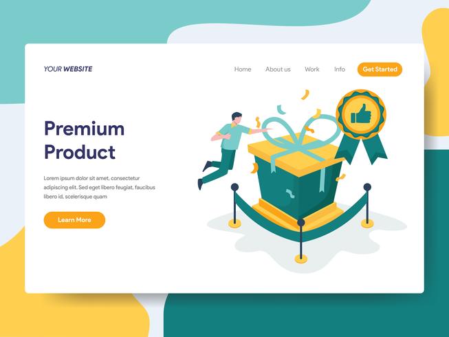 Landing page template of Premium Product Illustration Concept. Modern flat design concept of web page design for website and mobile website.Vector illustration vector
