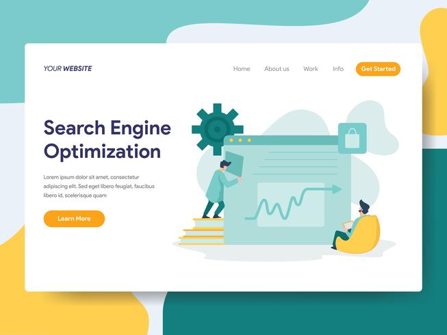 Landing page template of Search Engine Optimization Illustration Concept. Modern flat design concept of web page design for website and mobile website.Vector illustration vector