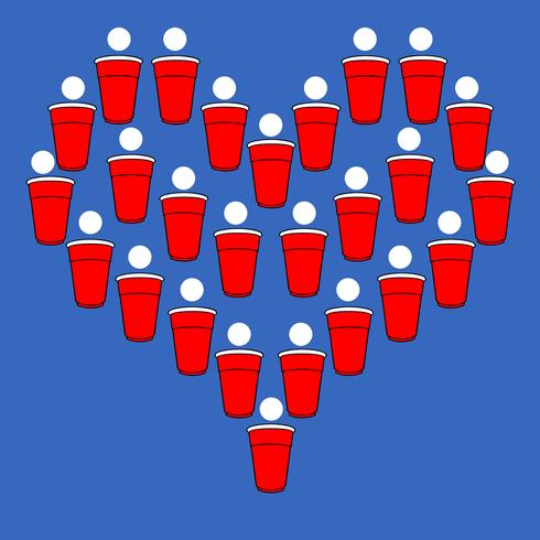 Beer Pong Heart vector