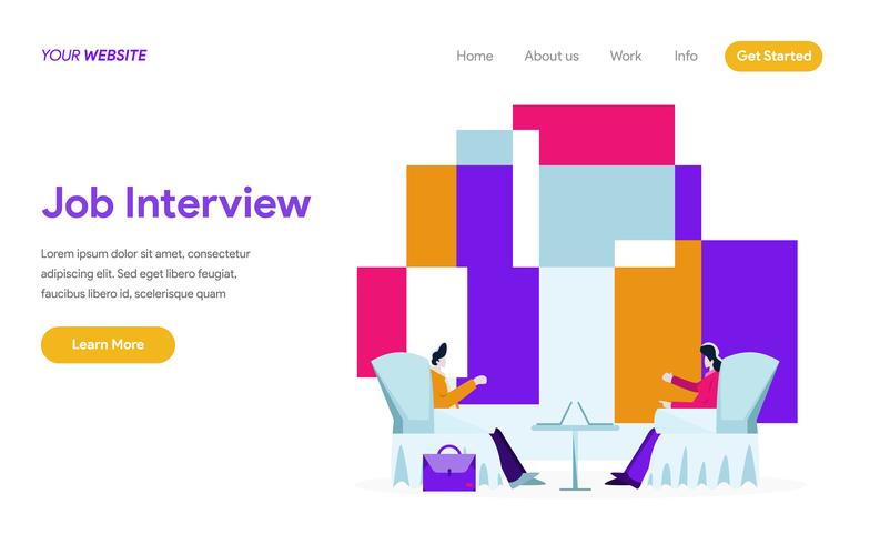 Landing page template of Job Interview Illustration Concept. Modern flat design concept of web page design for website and mobile website.Vector illustration vector