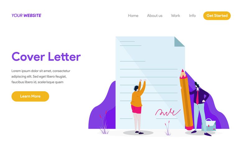 Landing page template of Cover Letter Illustration Concept. Modern flat design concept of web page design for website and mobile website.Vector illustration vector