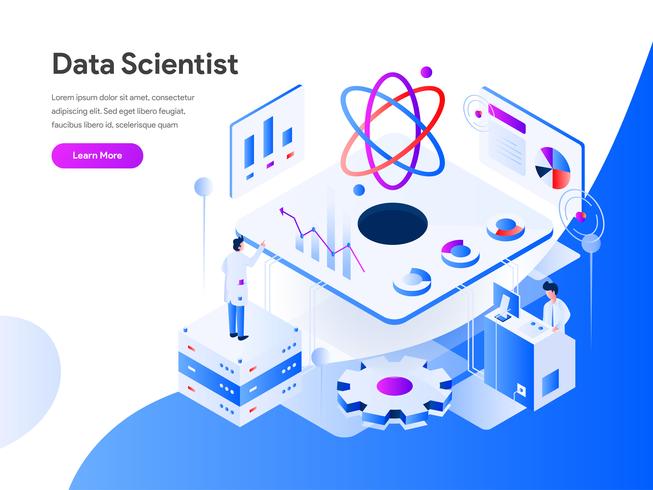 Data Scientist Isometric Illustration Concept. Modern flat design concept of web page design for website and mobile website.Vector illustration EPS 10 vector