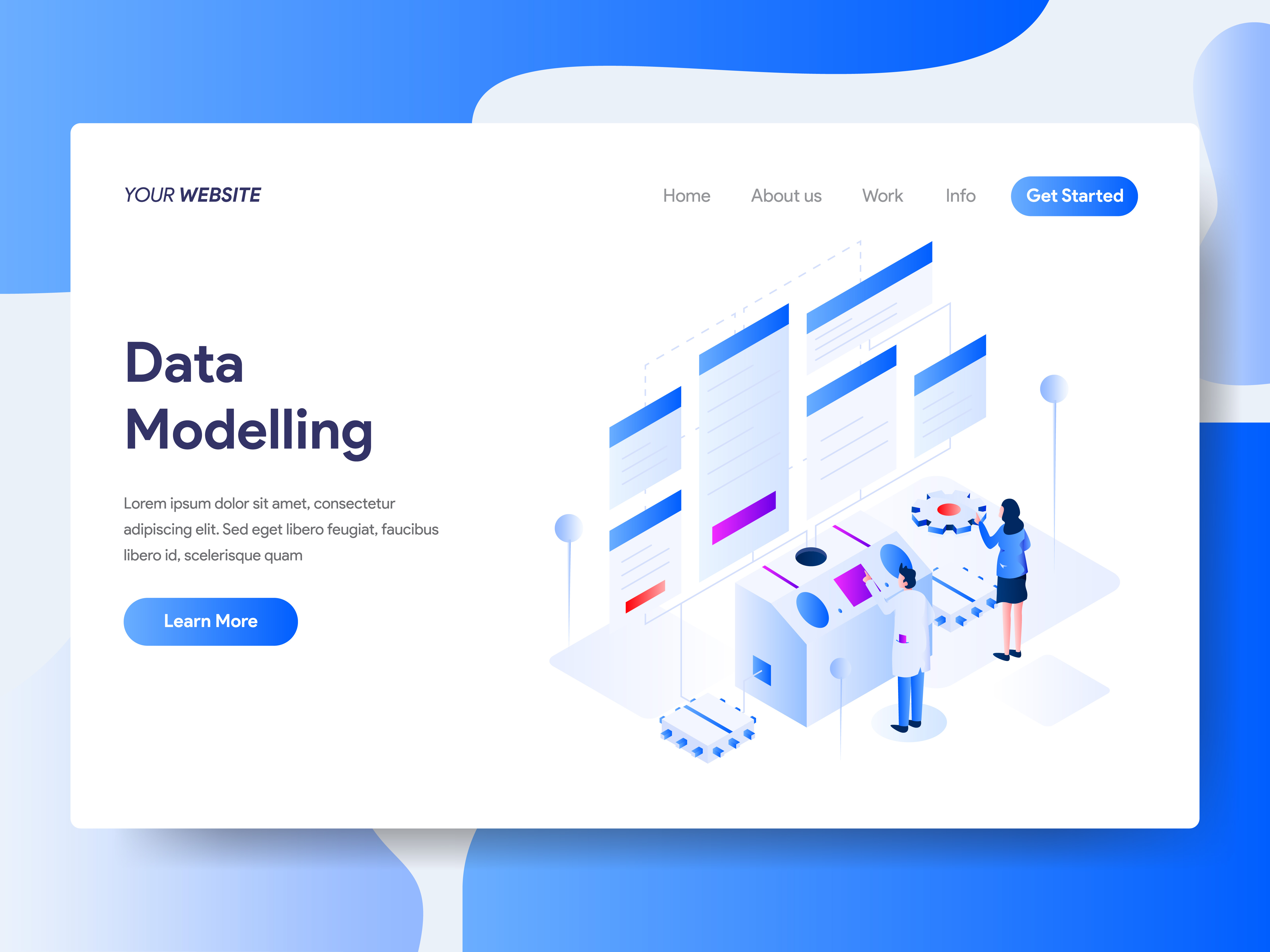 Download Landing page template of Data Modeling Isometric Illustration Concept. Isometric flat design ...