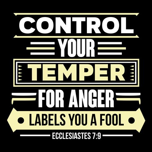 Control Your Temper For Anger Labels You a Fool vector