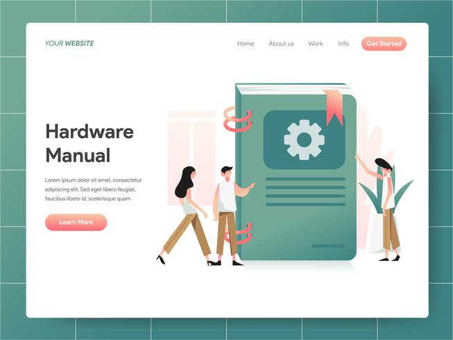 Concepto manual de la ilustración del libro del hardware. Concepto de diseño moderno de diseño de página web para sitio web y sitio web móvil. Ilustración de vector EPS 10