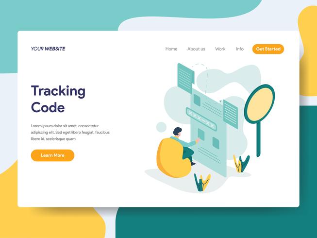 Landing page template of Tracking Code Illustration Concept. Modern flat design concept of web page design for website and mobile website.Vector illustration vector