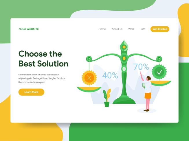 Landing page template of Choose the Best Solution Illustration Concept. Modern Flat design concept of web page design for website and mobile website.Vector illustration vector