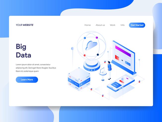 Landing page template of Big Data Isometric Illustration Concept. Isometric flat design concept of web page design for website and mobile website.Vector illustration vector