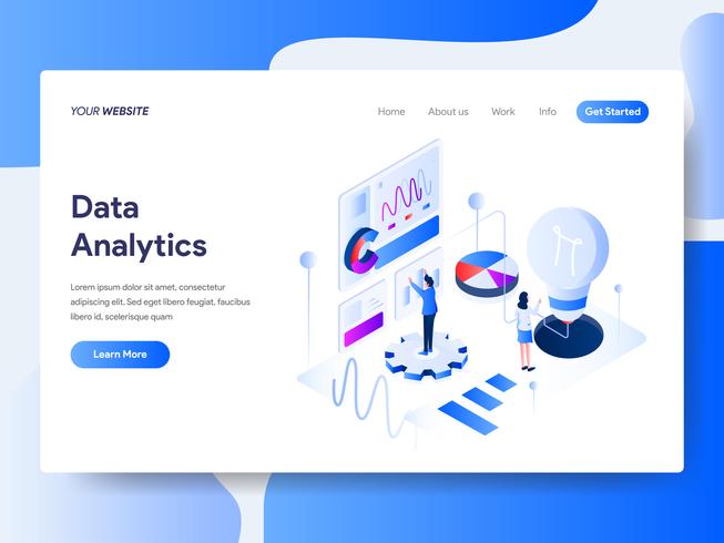 Landing page template of Data Analysis Isometric Illustration Concept. Isometric flat design concept of web page design for website and mobile website.Vector illustration vector